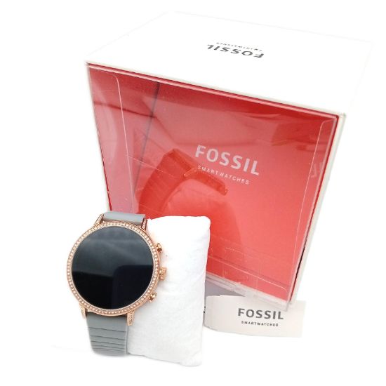 Bild von FTW6015 Fossil Damen Digitaluhr Armbanduhr Lederband Grau Rosé Schmuck