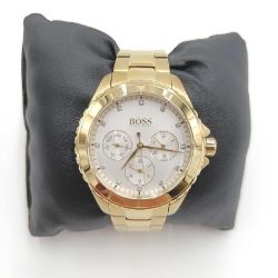 Bild von Hugo Boss Damen Armbanduhr Multizifferblatt Quarz Edelstahl gold Schmuck