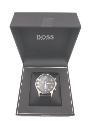 Bild von Hugo Boss Chronograph Armbanduhr Quartz Leder Smartwatch Blau Herren