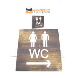 Bild von Türschild Rechtspfeil Design Holzimitation Bad WC Badezimmer Holz Look