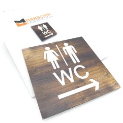 Bild von Türschild Rechtspfeil Design Holzimitation Bad WC Badezimmer Holz Look