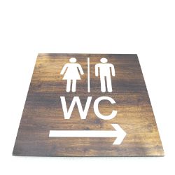 Bild von Türschild Rechtspfeil Design Holzimitation Bad WC Badezimmer Holz Look