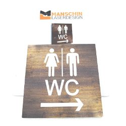 Bild von Türschild Rechtspfeil Design Holzimitation Bad WC Badezimmer Holz Look