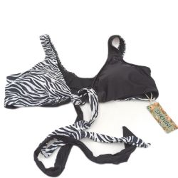 Bild von SHEKINI Badeanzug Damen Bikinioberteil Kreuzschnürung Push-Up XS-L Schwarz