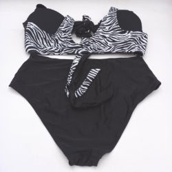 Bild von SHEKINI Badeanzug Damen Bikinioberteil Kreuzschnürung Push-Up XS-L Schwarz