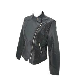 Bild von YYNUDA Damen Lederjacke Kurz Bikerjacke Reverskragen Reißverschluss Leder Jacke