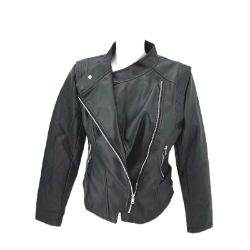 Bild von YYNUDA Damen Lederjacke Kurz Bikerjacke Reverskragen Reißverschluss Leder Jacke