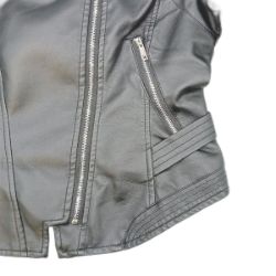 Bild von YYNUDA Damen Lederjacke Kurz Bikerjacke Reverskragen Reißverschluss Leder Jacke