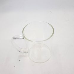 Bild von ComSaf Kaffeetasse 4er Set Glas Henkel 400ml Gläser modern transparent trinken Scherben vermeiden blau rostfrei geschmacksneutral