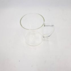 Bild von ComSaf Kaffeetasse 4er Set Glas Henkel 400ml Gläser modern transparent trinken Scherben vermeiden blau rostfrei geschmacksneutral