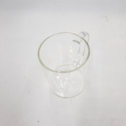 Bild von ComSaf Kaffeetasse 4er Set Glas Henkel 400ml Gläser modern transparent trinken Scherben vermeiden blau rostfrei geschmacksneutral