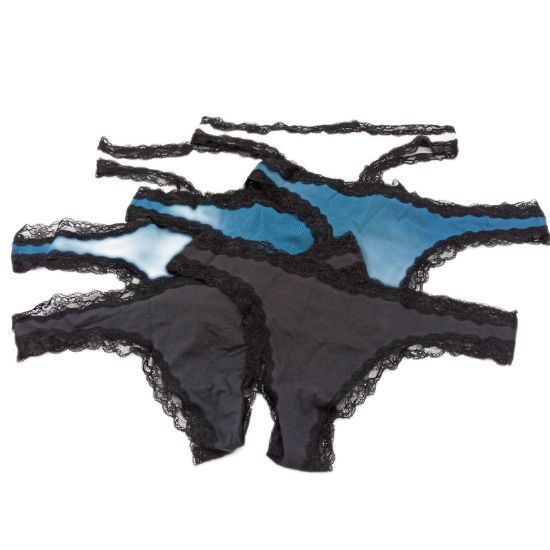 Bild von Iris Lilly Damen Tanga Spitze 7er Pack Baumwolle Unterwäsche Panties Frauen Weiß Rot Blau Schwarz