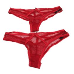 Bild von Iris Lilly Damen Unterwäsche Brazilian Netz 2er Pack Kirschrot 38 sexy