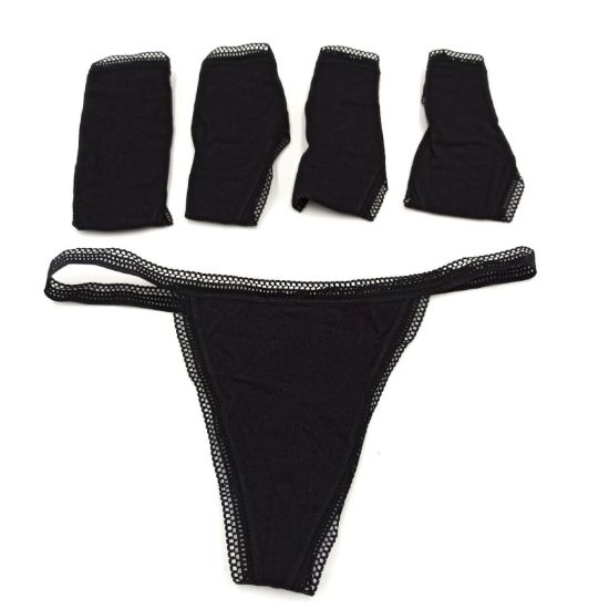 Bild von Iris Lilly Damen G String Unterwäsche 5er Pack Baumwolle Schwarz 36 Panties