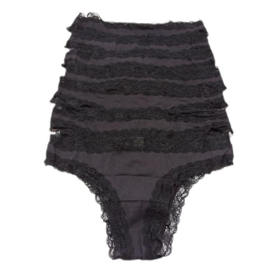 Bild von Iris Lilly Damenwäsche Spitze Baumwolle 7er Pack Schwarz Größe 42 Unterwäsche Shapewear