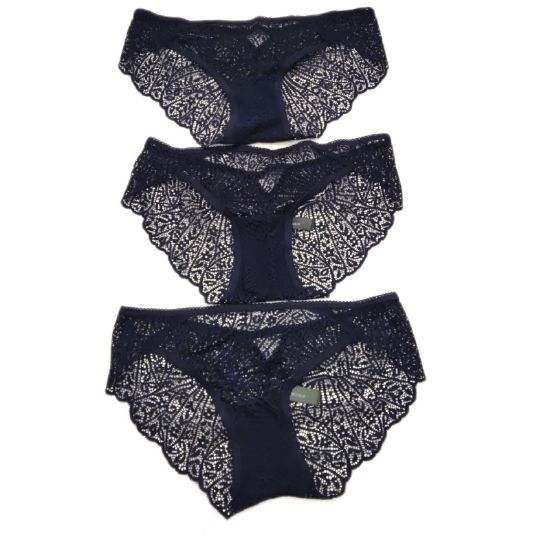 Bild von Iris Lilly Damen Hipster Spitzenunterwäsche 3er Pack Dunkelblau 36 Sexy Lingerie