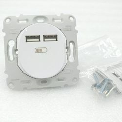 Bild von Schneider Electric Ovalis Doppel-Ladegerät USB 2.1 A | Blanc S260407