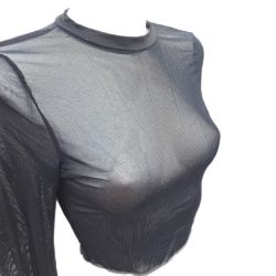 Bild von DIDK Langarm Tank Top Damen Netz Transparent Unterhemd Größe 2264 schwarz sexy