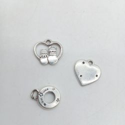 Bild von Pandora Charm Anhänger Kristall Glas Cz Gatos Herzen Colgante Halskette Schmuck