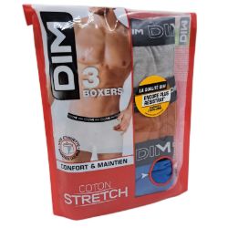 Bild von Dim Boxer Cotton Stretch Grau Vaporeux Braun x3 Mann Atmungsaktiv Optimaler Halt