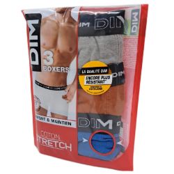 Bild von Dim Boxer Cotton Stretch Grau Vaporeux Braun x3 Mann Atmungsaktiv Optimaler Halt