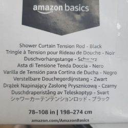 Bild von Amazon Basics Teleskop Duschvorhangstange Einklemmen 198 274 cm Schwarz Halterung Starke Tragkraft