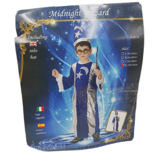 Bild von Merlin Zauberkostüm Kindergröße XL blau silber Karneval Halloween Verkleidung Geschenk Weihnachten 