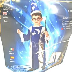 Bild von Merlin Zauberkostüm Kindergröße XL blau silber Karneval Halloween Verkleidung Geschenk Weihnachten 