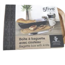 Bild von Five Brotkasten Baguette Aufbewahrung Küchenmesser Brett 40 x 12 x 8,5 cm