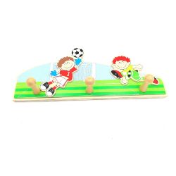 Bild von Inware 34080f Kinder Garderobeaus Holz Fußball Organizer Wandhaken Sozialraum