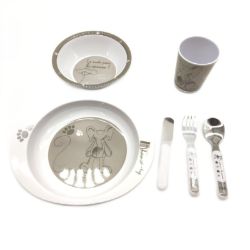 Bild von Thermobaby Set Melamin Besteck Edelstahl Savanne Dschungel Kinderteller Becher Schale