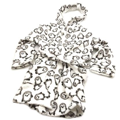 Bild von TIN Kinderbademantel frottee Grau Pinguine 3-4 Jahre Baumwolle