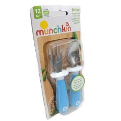 Bild von Munchkin Essen Lernbesteck blau Babys Kleinkinder Easy Grip Gabel und Löffel