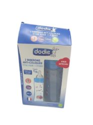 Bild von Dodikind Babyflasche Initiation+ 330ml Schnuller Quick Flow 2er Pack Blau Einführung